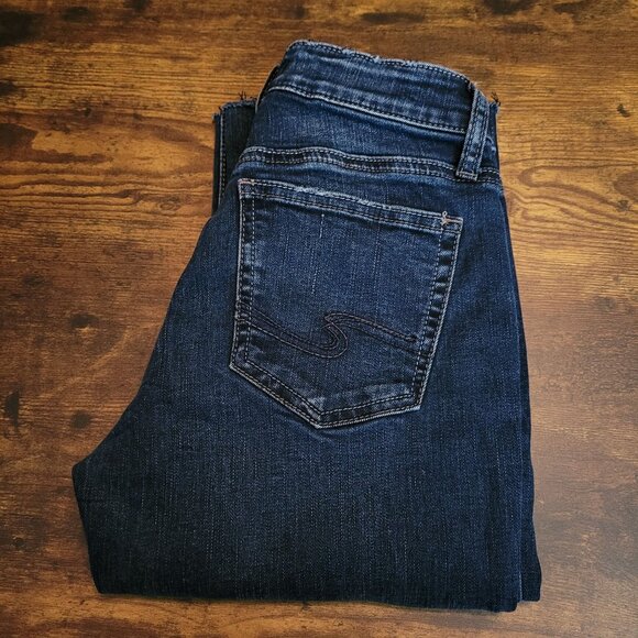 Silver Jeans Size 25 Avery Slim Bootcut Raw Hem Low Rise Dark Wash Western - Picture 3 of 11